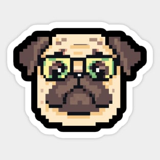 Mops Hipster Pixel Art Dog Lover Retro Sticker